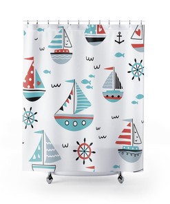 Anchor And Rope Shower Curtain For A Coastal Bathroom Decor, Beach-Themed Bathroom Accessories