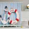 Anchor And Stripe Lifebuoy Fabric Bathroom Shower Curtain Nautical Beach House Decor