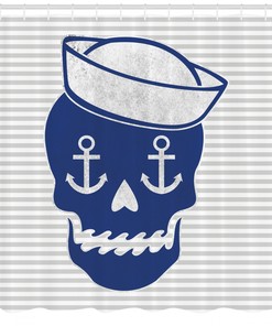 Anchor Captains Hat Skull Fabric Shower Curtain - Nautical Skull Bathroom Decor