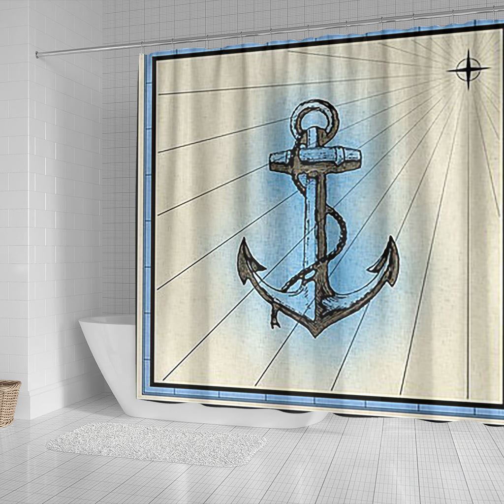 Anchor Design Waterproof Fabric Shower Curtain for Nautical Bathroom Decor