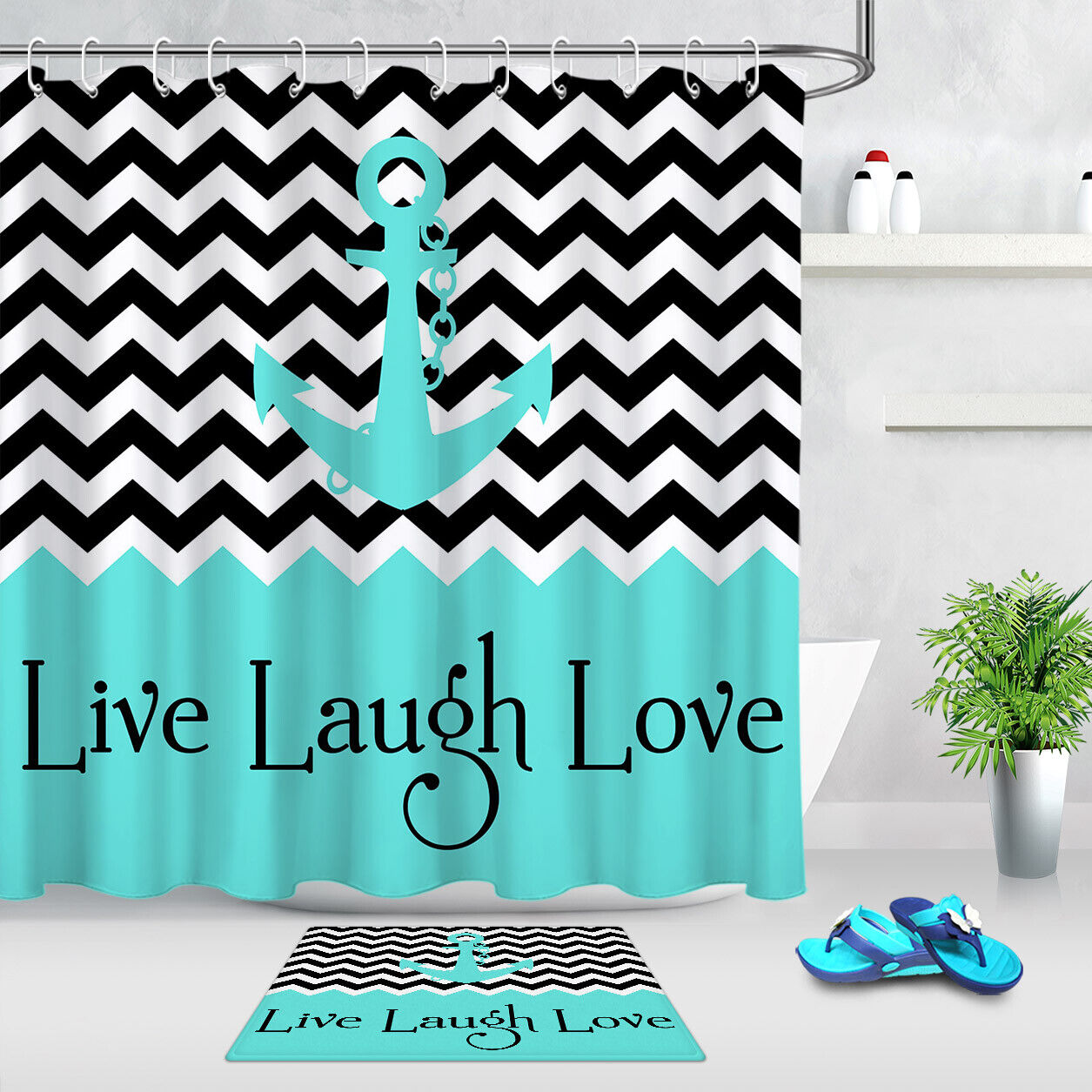 Anchor Motif Shower Curtain