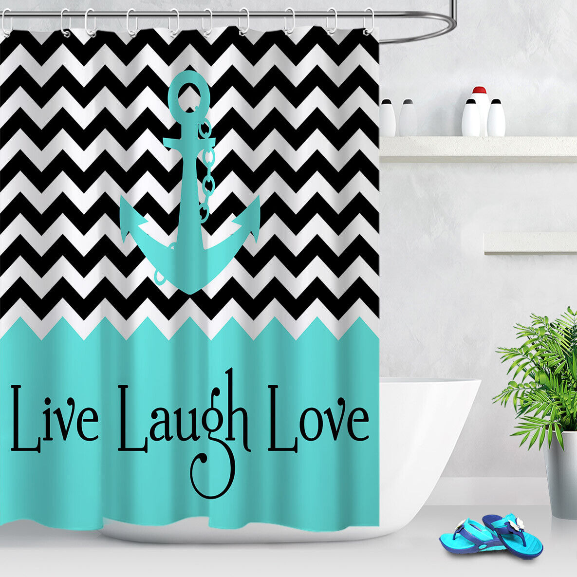 Anchor Motif Shower Curtain - Image 2