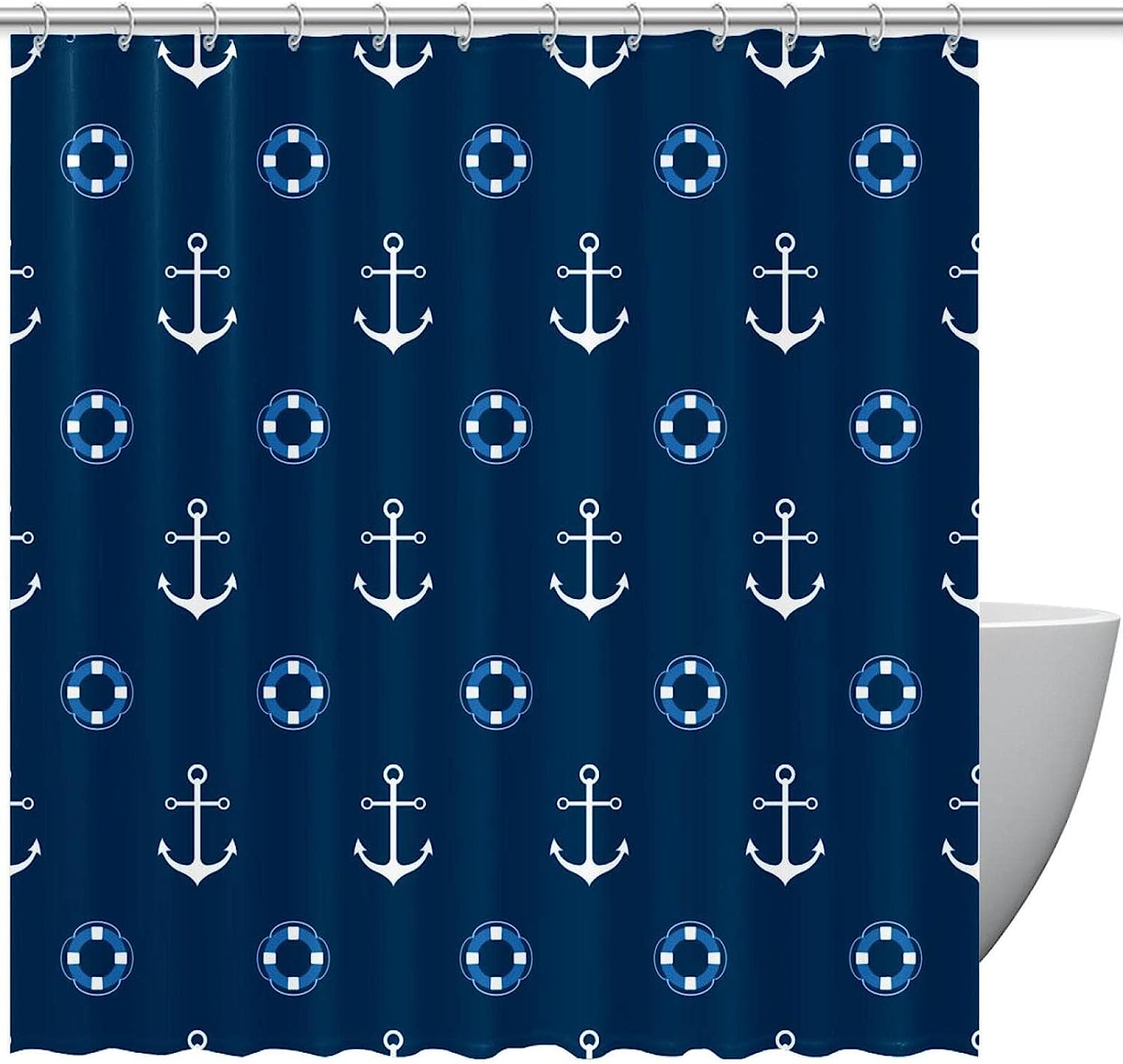 Anchor Ocean Blue Colorful Shower Curtain Sets for Bathroom