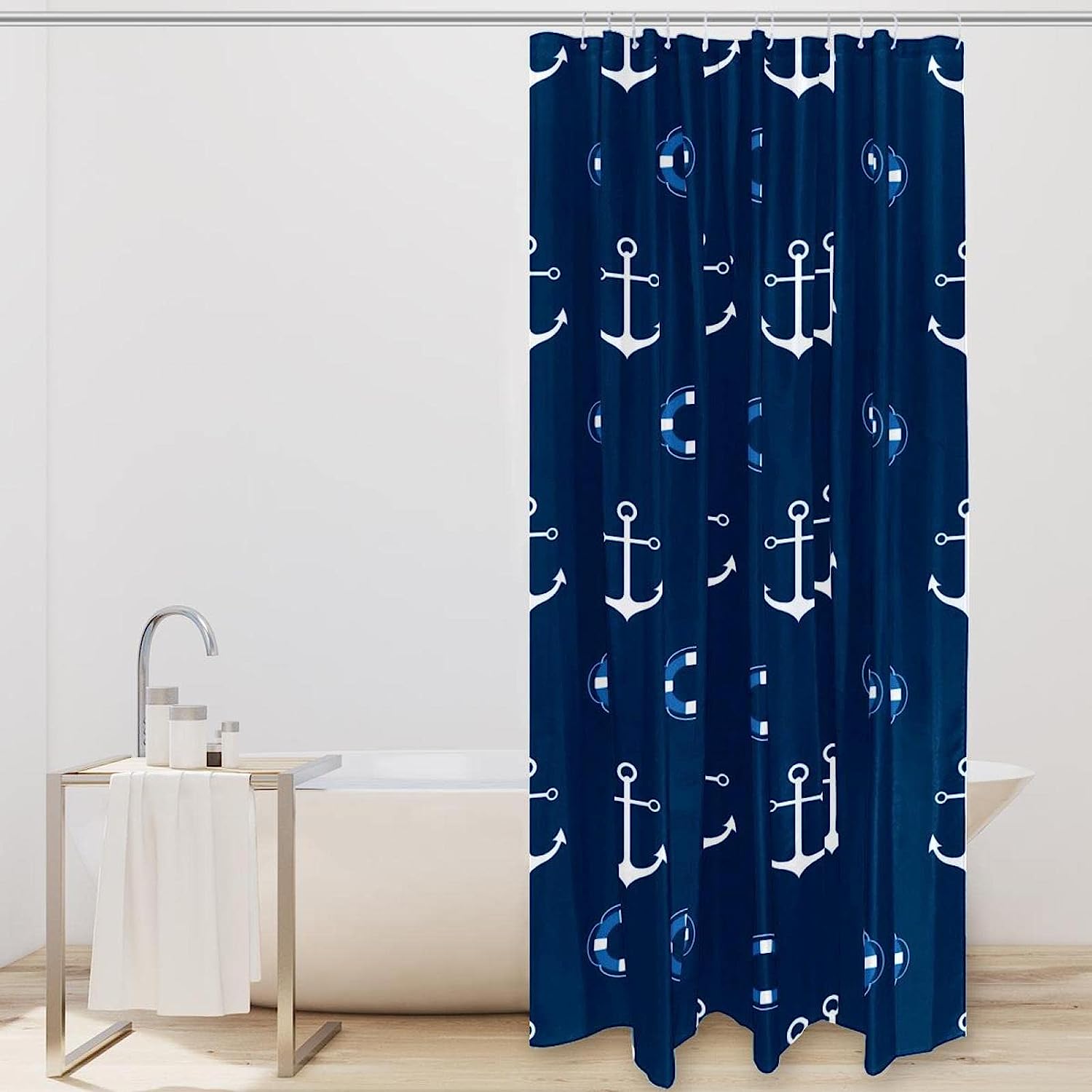 Anchor Ocean Blue Colorful Shower Curtain Sets for Bathroom