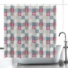 Anchor Patchwork Design Shower Curtain - Nautical Marine Theme Curtains for Ocean Bathroom