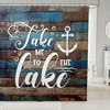 Anchor Pattern Lake Life Shower Curtain for Rustic Farmhouse Bathroom Decor