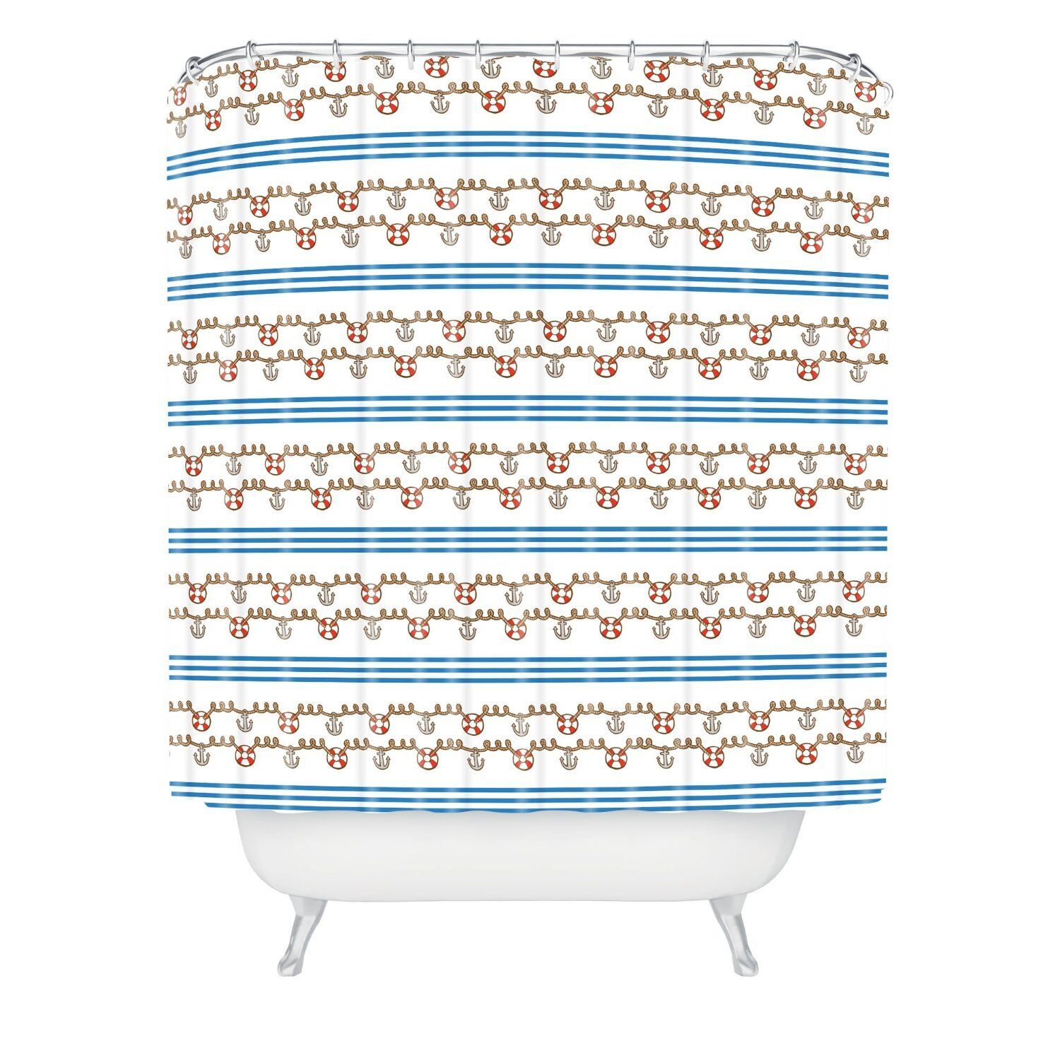 Anchor Small Shower Curtain By Jennifer Denty - Add A Nautical Touch To Your Bathroom Decor