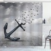 Anchor Turns Into Flying Birds Seagulls Shower Curtain In Grey