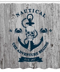 Anchor and Navy Skull Pattern Nautical Shower Curtain for Edgy Bathroom Decor