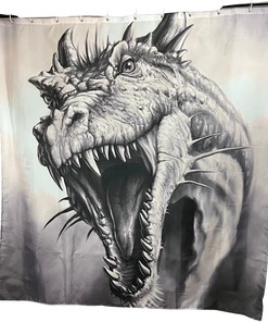 Ancient Mythology Scary Dragon Roaring Shower Curtain Teen Boy Man
