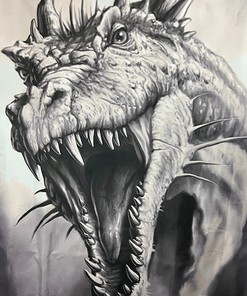 Ancient Mythology Scary Dragon Roaring Shower Curtain Teen Boy Man