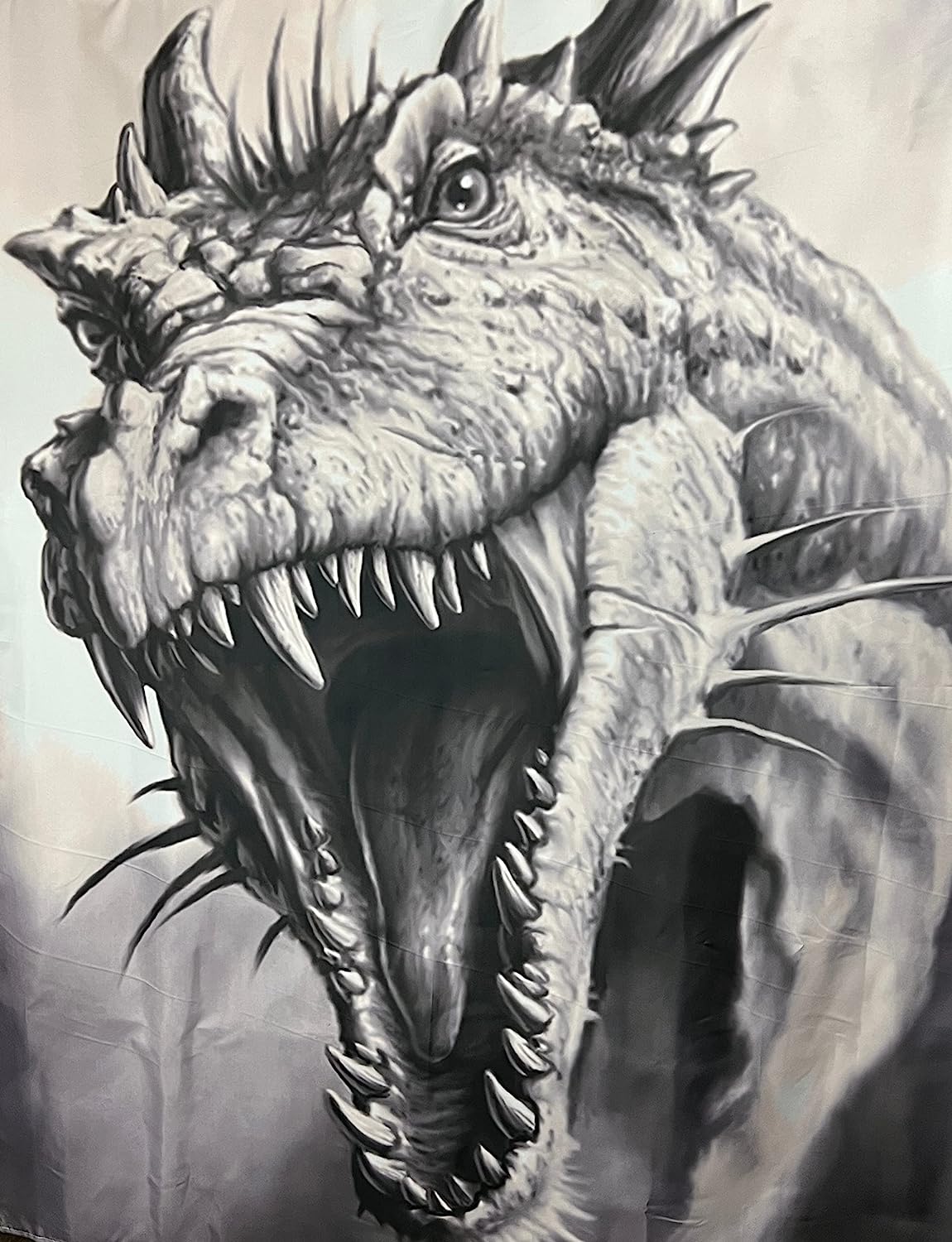 Ancient Mythology Scary Dragon Roaring Shower Curtain Teen Boy Man