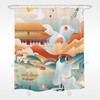 Ancient Style Chinese Night Moon Shower Curtain Waterproof Bathroom Curtains