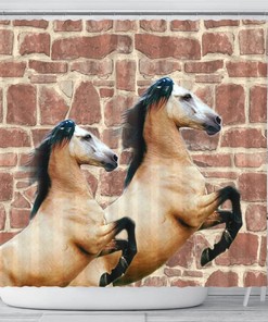 Andalusian Horse Print Custom Shower Curtain For Equestrians, Animal Bathroom Decor