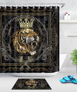 Angry Tiger Face Design Waterproof Fabric Shower Curtain For Bathroom