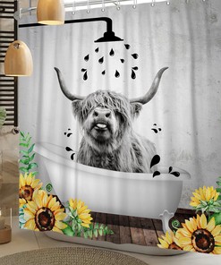 Animal Bull And Sunflower Get Naked Shower Curtain - Rustic Wooden Bath Curtains For Farmhouse Decor