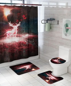 Animal Deer Print Shower Curtain Waterproof Durable Bath Curtain Bathroom