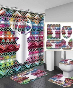 Animal Elk Print Fabric Waterproof Shower Curtain Bathroom