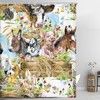 Animal Farm Fabric Shower Curtain With Dogs, Cats, And Horses For Bath Decor
