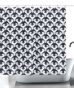 Animal Friends Penguin Print Shower Curtain, Kids Bathroom Decor