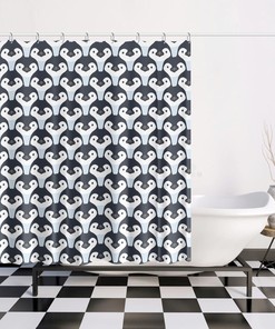 Animal Friends Penguin Print Shower Curtain, Kids Bathroom Decor