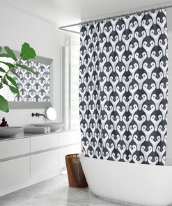 Animal Friends Penguin Print Shower Curtain, Kids Bathroom Decor