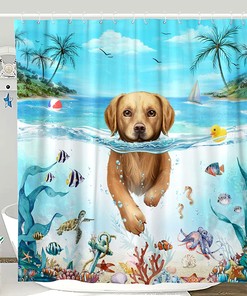 Animal Fun Shower Curtain With Teal Sea Ocean Theme For A Playful Bathroom