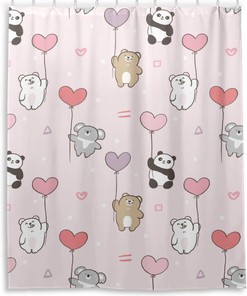 Animal Heart Balloon Cartoon Shower Curtain - Waterproof Bath Curtain by WELLDAY
