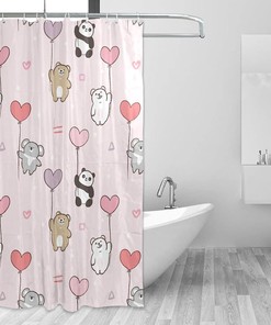 Animal Heart Balloon Cartoon Shower Curtain - Waterproof Bath Curtain by WELLDAY