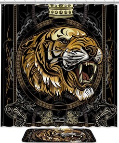 Animal King Tiger Print Shower Curtain for Waterproof Bathroom Decor