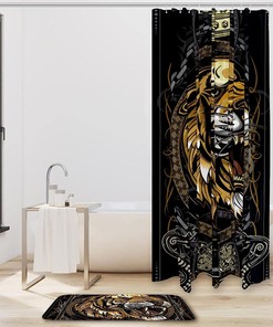 Animal King Tiger Print Shower Curtain for Waterproof Bathroom Decor
