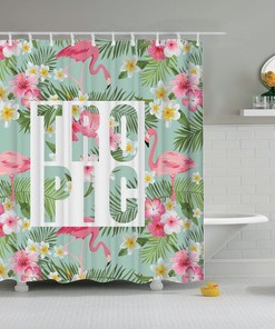 Animal Lovers Rejoice! Flamingo Shower Curtain With Pink Flamingo Design And Flower Decor - Perfect Gift For Her