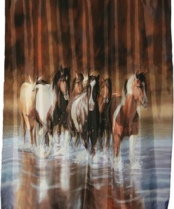 Animal Nature Scene Printed Shower Curtain, Unique Bath Curtains, Rush Hour Waterproof Bathroom Decor 
