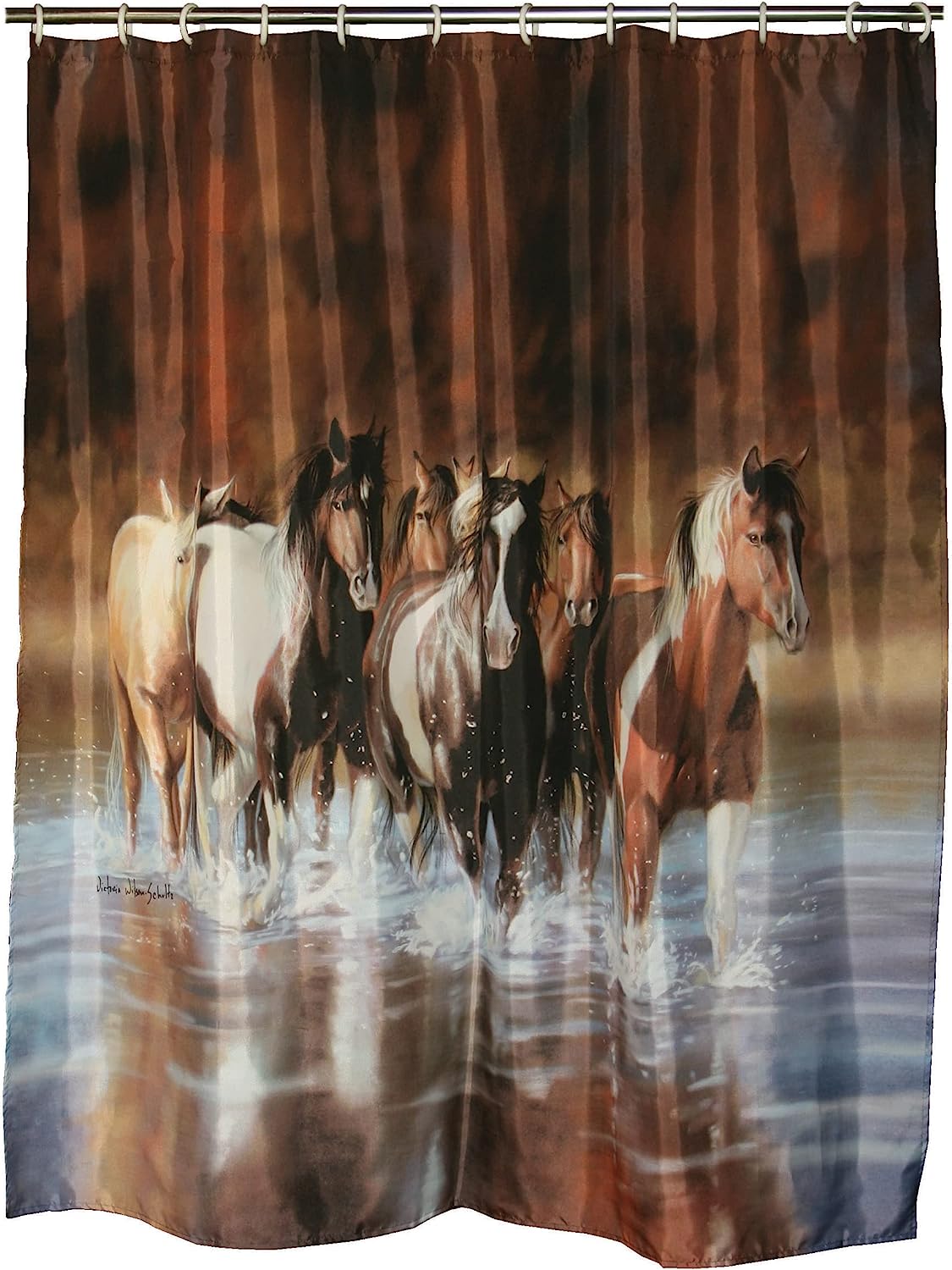 Animal Nature Scene Printed Shower Curtain, Unique Bath Curtains, Rush Hour Waterproof Bathroom Decor