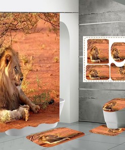 Animal Print Prairie Lion Bathroom Shower Curtain for a Safari and Wild Bathroom Decor