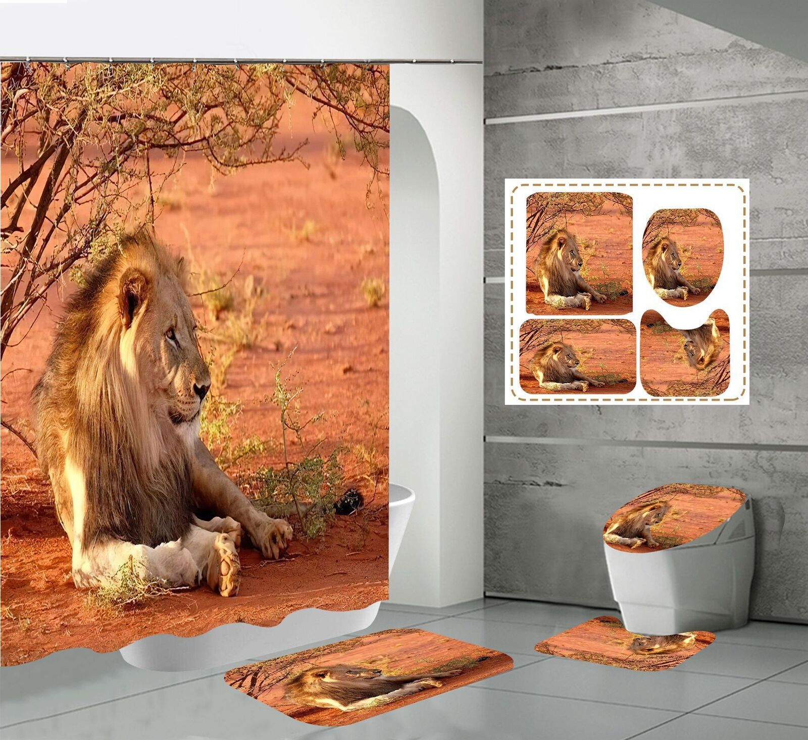 Animal Print Prairie Lion Bathroom Shower Curtain for a Safari and Wild Bathroom Decor