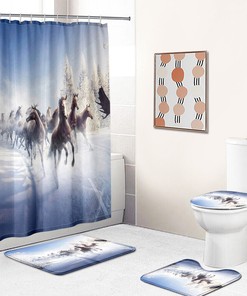 Animal Print Running Horses Shower Curtain, Waterproof Fabric