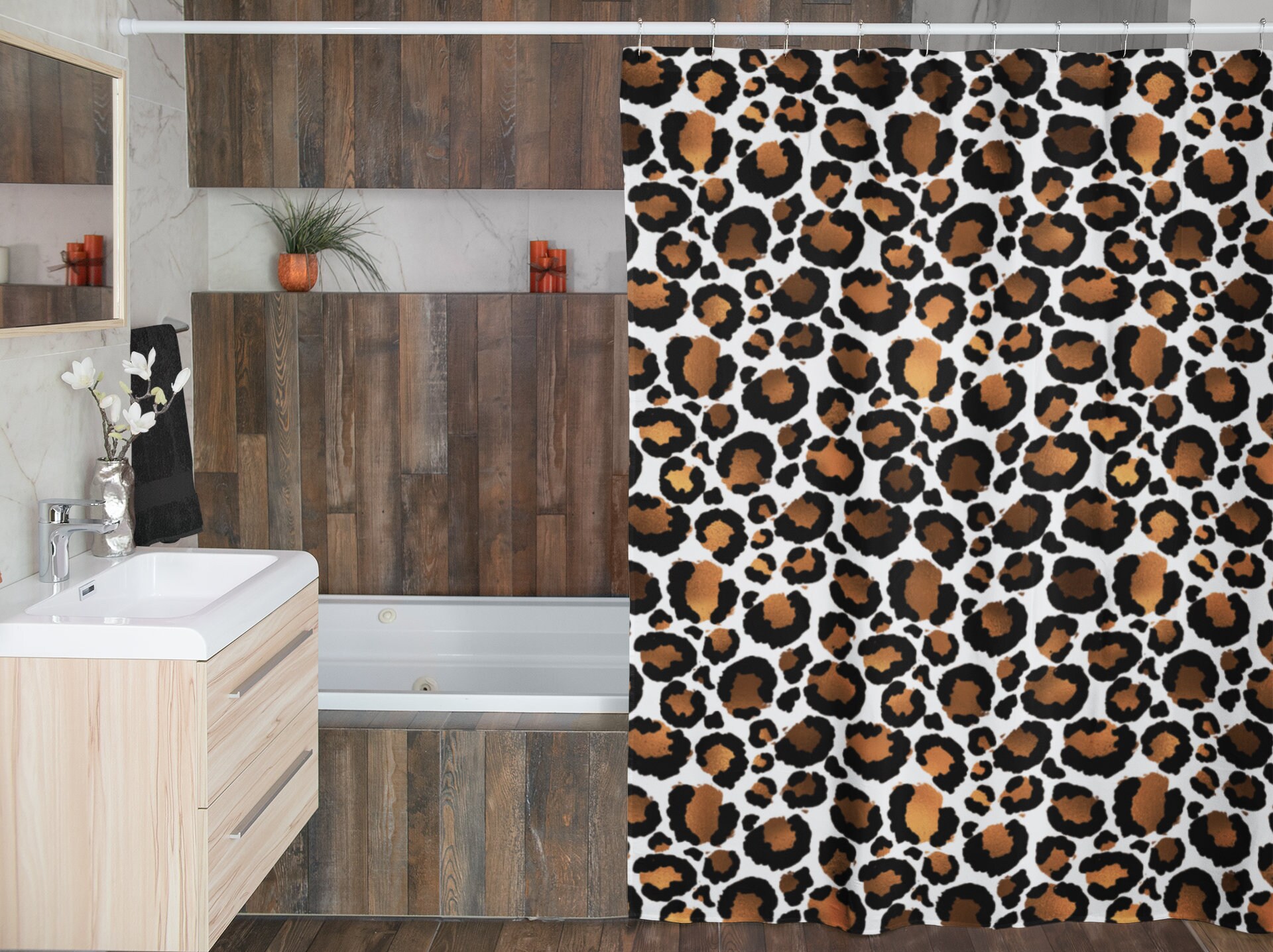Animal Print Shower Curtain, Chic Bathroom Decor