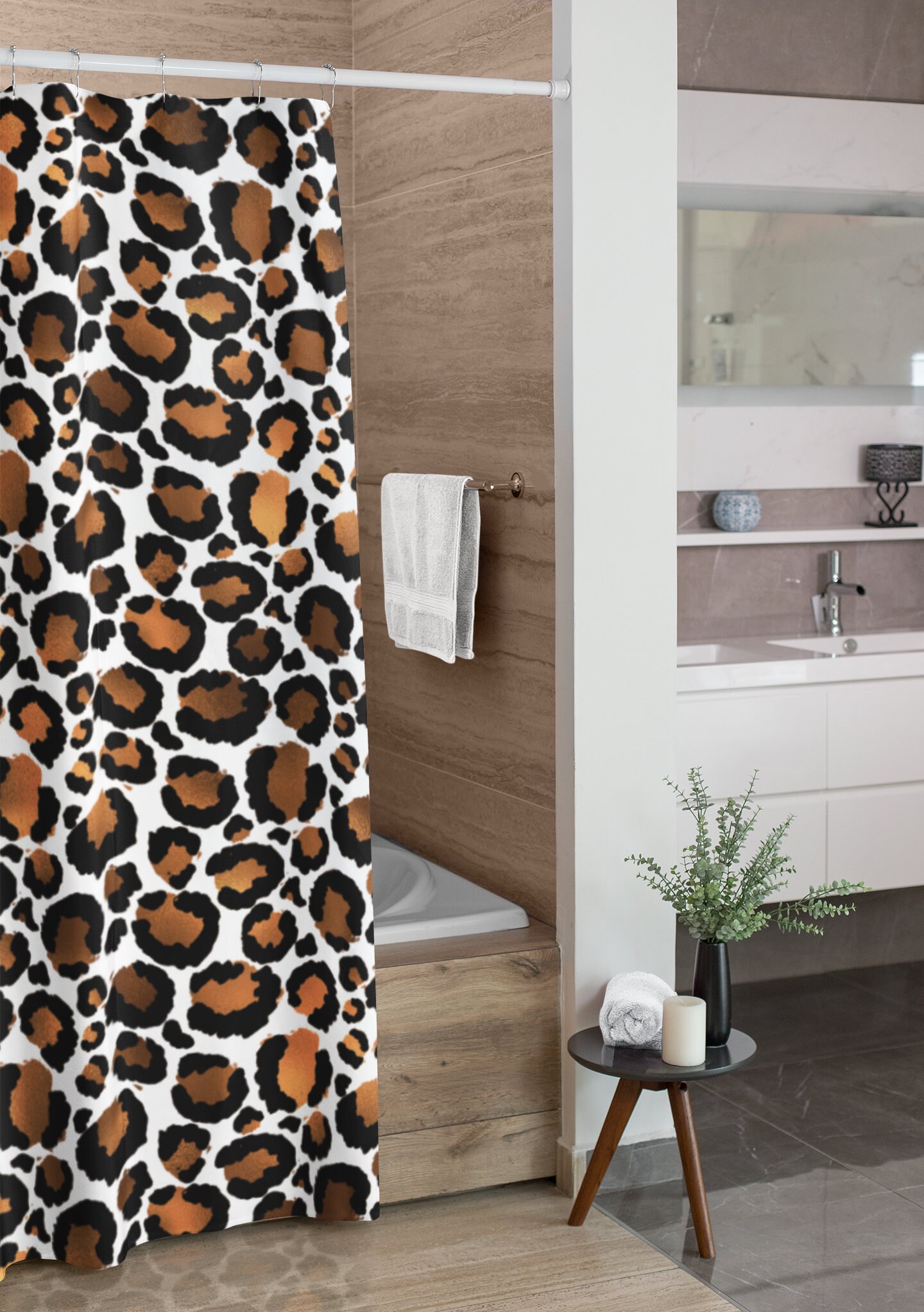 Animal Print Shower Curtain, Chic Bathroom Decor