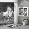Animal Print Shower Curtain with Sweat Horse Steed Design for Bathroom Decor