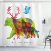 Animal Shower Curtain Featuring Alaska Animals Bear And Wolf Print