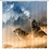 Animal Shower Curtain, Wolves Howling To The Moon, Rustic Bathroom Decor