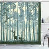 Animal Silhouette In Foggy Forest Deer Shower Curtain - Cloth Fabric Bathroom Decors