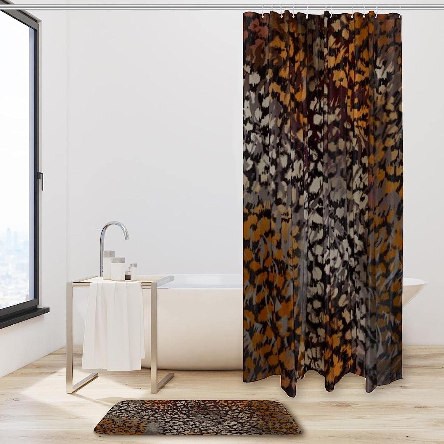 Animal Skin Leopard Print Bathroom Set With Waterproof Fabric Shower Curtain - Image 2