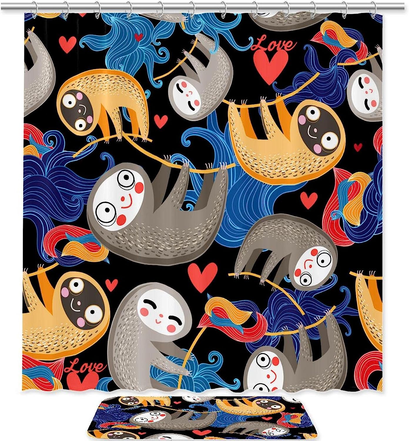 Animal Sloth Waterproof Shower Curtain For Bathroom