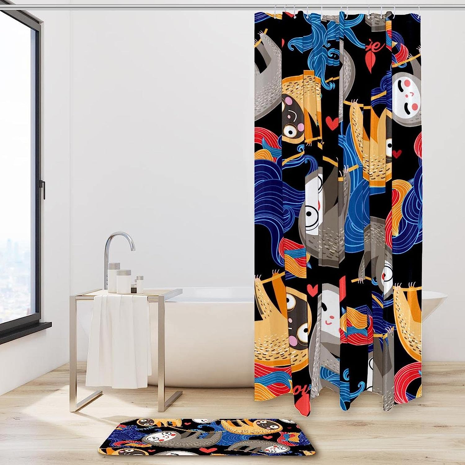 Animal Sloth Waterproof Shower Curtain For Bathroom - Image 2