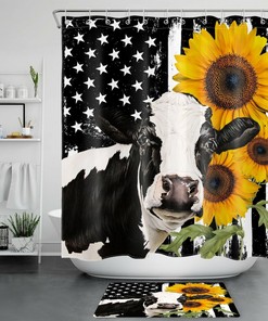 Animal Sunflower Bubble Shower Curtain - Farmhouse Bathroom Decor With Cute Design