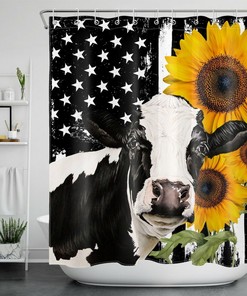 Animal Sunflower Bubble Shower Curtain - Farmhouse Bathroom Decor With Cute Design