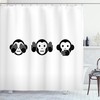 Animal Theme Illustration Of 4 Monkeys On The Tree Branch Shower Curtain With Nature Design