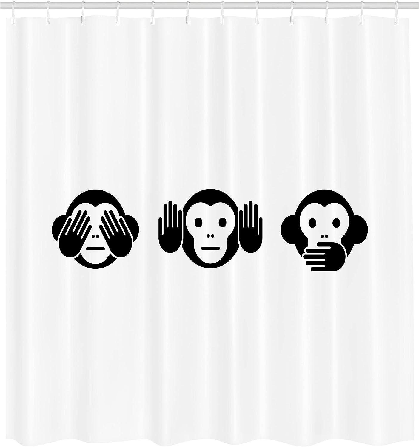 Animal Theme Illustration Of 4 Monkeys On The Tree Branch Shower Curtain With Nature Design - Image 2